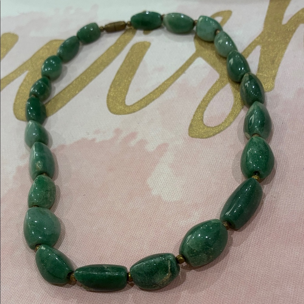 Elegant Green Marble Cold Touch Smooth Shiny Stone Beaded Necklace